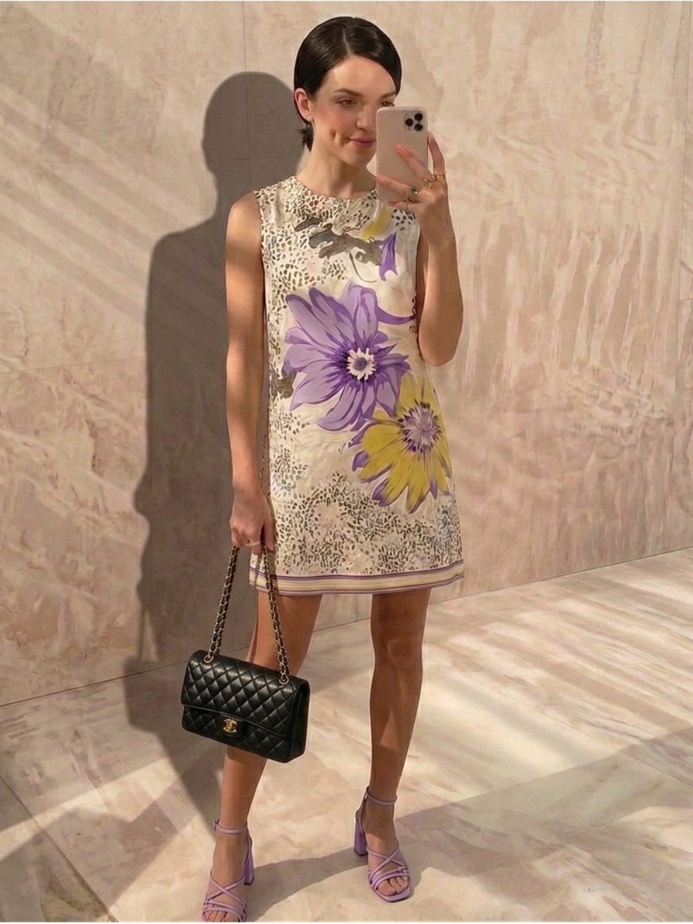 Host Pick✨ Elie Tahari 100% Silk Mini Dress Purple / Yellow Floral